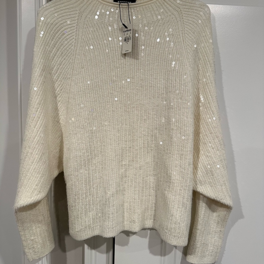 Elegant Ivory Sweater with Sequins
